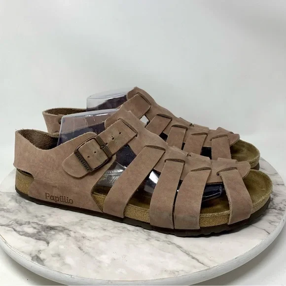 Papillio By Birkenstock Phoenix Brown Leather Fishermen Sandals 13 N Mens  Preppy